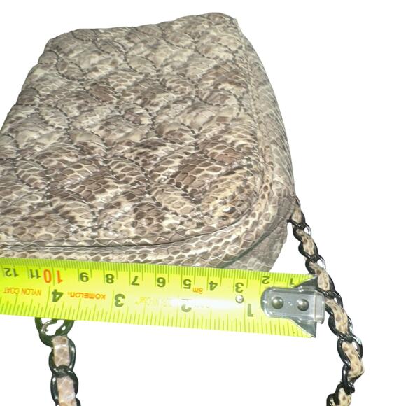 Inge Christopher Genuine Snakeskin Quilted Crossbody Bag Gunmetal Chain Luxury - Picture 13 of 13